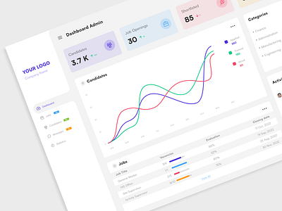 UI Dashboard Admin for Job Platform admin admin panel dashboard design job jobseeker minimal platform ui ui ux uiux ux web web design website