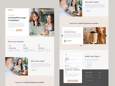 Homepage Food and Beverage Consultant beverage consultant design food food and beverage food and beverage consultant food consultant graphic design homepage minimal ui uiux ux web web design website