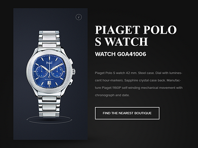 Piaget Watches App by Naresh Bingi on Dribbble