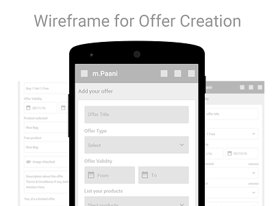 Offer Creation Wireframe