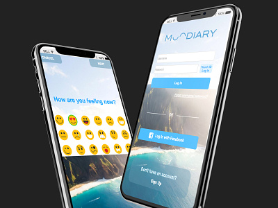 Moodiary Mood Journal Mobile App Design Concept & Mockup