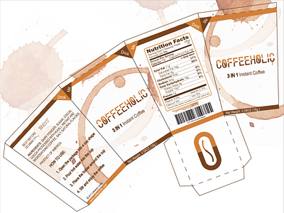 COFFEEHOLIC 3 in 1 Instant Coffee Packaging Design