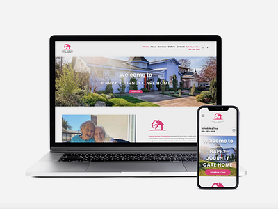 Happy Journey Senior Care Home Website and Mobile Design care home design graphic design graphics landing page mobile mockup prototype senior senior care home senior care home services senior home ui uiux ux visual design web website website design website in mobile