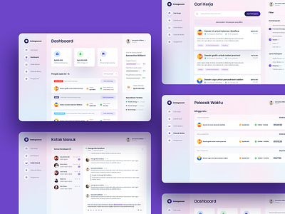 Job Seeker UI card clean dashboard design filters find job icons inbox interface job application job listing job seeker messages platform search time tracker typography ui ux