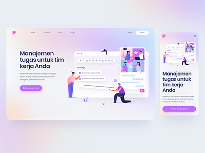 Hero Section for Project Management Landingpage bold collaboration hero homepage illustration interface landing page landingpage platform project management section typography ui ux web design website whitespace.