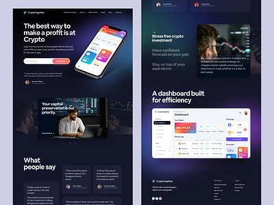 CryptoTogether - Home bitcoin blockchain crypto website dark ui dashboard finance gradient hero icons landingpage typography web design website