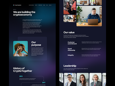 CryptoTogether - About about us branding colors crypto website dark dark ui gradient landingpage team typography ui ui design user experience user interface ux ux design visual identity web website website design