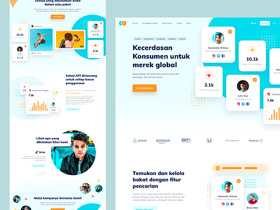 Influencer Landing Page analytics blue bold chart clean discover graph influencer interface landingpage orange pattern profile simple stats typography web website