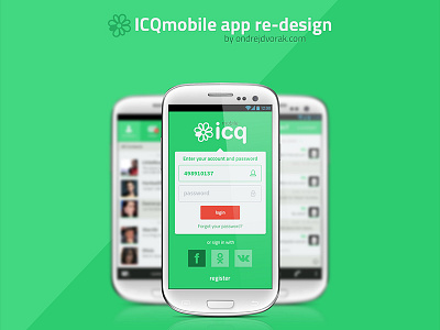 ICQ app old redesign (2013) 2013 android app clean czech flat green icq minimalistic mobile old samsung