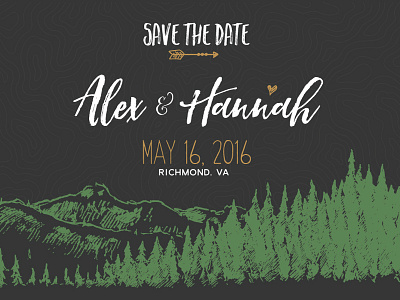 Save The Date adventure design hiking illustrator marriage mountains save the date wedding