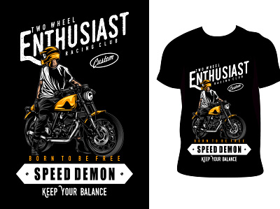 Biker T Shirt branding design flat illustration typography vector