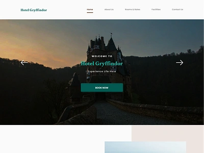 Hotel Gryffindor - A hotel website design fantasy harrypotter typography ui ux web webdesign