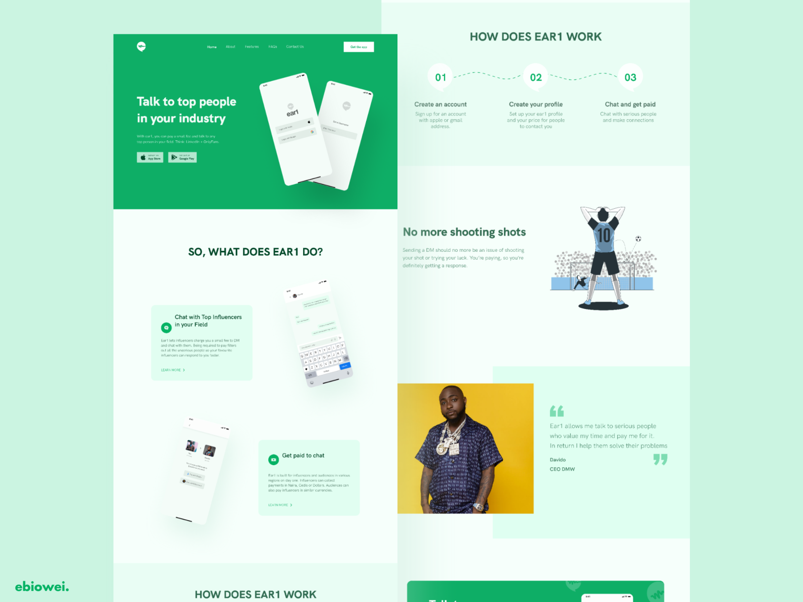Ear1 Landing page design by Godspower Ebiowei Ehioze on Dribbble