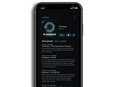 Podcasts App (show) app application flashback iphone iphone app mobile mobile app mobile application mobile ui podcast podcasts relay fm ui