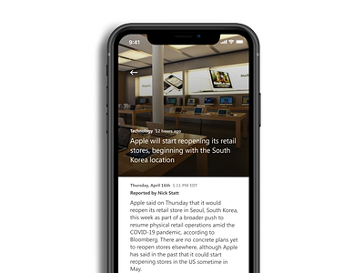News (reading) app application design iphone mobile news read reader reading ui