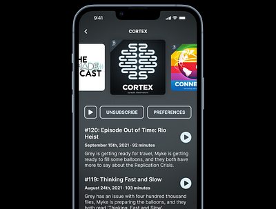 Podcasts App II connected cortex iphone mobile podcasts ui unmade ux