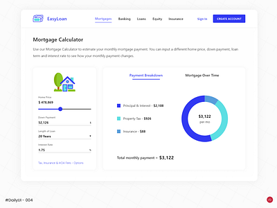 Mortgage Calculator - #DailyUI #004 - Design Challenge