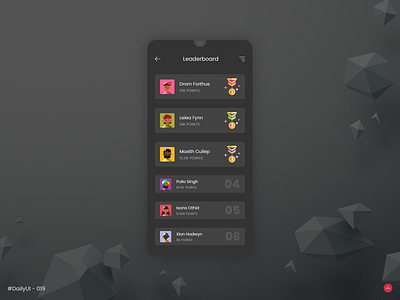 Leaderboard - #DailyUI #019 - Design Challenge