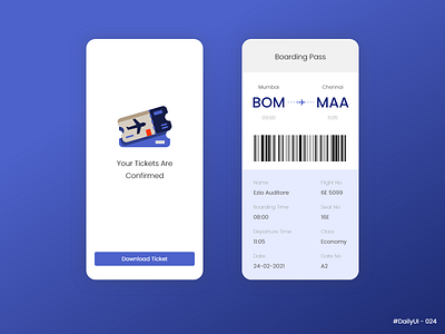 Boarding Pass - #DailyUI #024 - Design Challenge