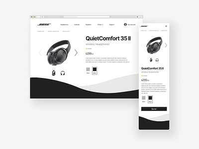 E-Commerce Product Page Bose Website bose design ecomm ecommerce electronics figma mobile mobile and web mobile design product page ui web webshop website