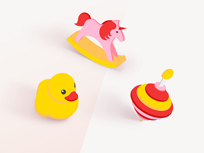 Baby icons 3d duck icon illustration isometrics pony vector yula
