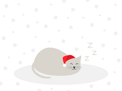 Sleeping cat in a New Year's hat