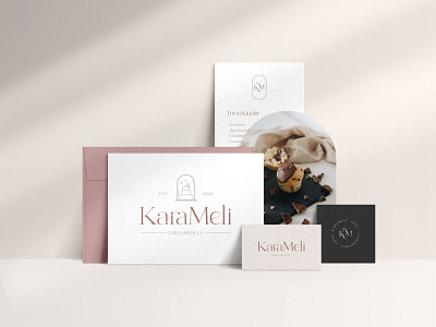 KaraMeli confectionery - Branding bakery brand design brand identity branding business card design businesscard cake cake logo cake shop cakery confectionery feminine feminine logo illustration logo sweets