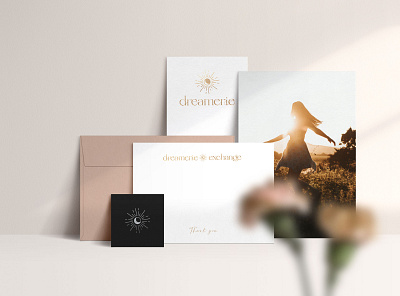 Dreamerie Handmade Natural Candles Branding brand design brand identity branding business card design candles ethical business feminine logo illustration lifestyle lifestyle brand logo moon moon logo sun sustainable