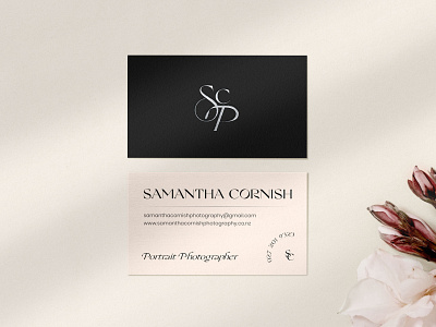 Feminine business card design for a portrait photographer