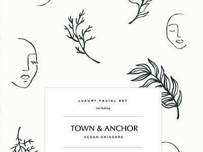 Town & Anchor — Facial Box Set branding floral graphic design identity illustration print design skincare typography