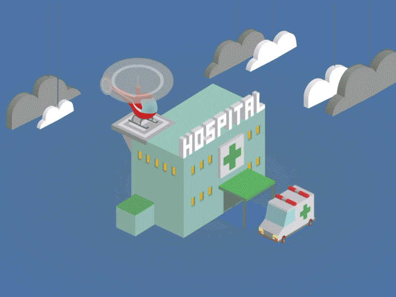 Hospital animated loop animated gif animation art direction doctors graphic design isometric medical motion graphics
