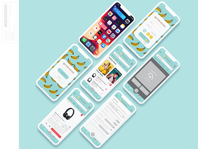 Go Bananas - App animation app banana blue branding deal design designs get started idea iphone iphone 12 minimalism mockup save teal typography ui userinterface ux
