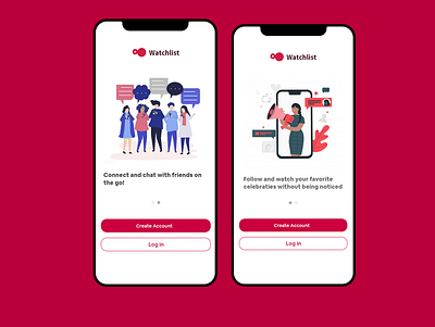 Watchlist onboarding chat app mobile app uiux