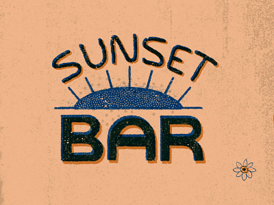 Sunset Bar design drawing halftones illustration lettering poster sunset texture type