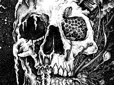Sleepspeak Collab design illustration plants poster skull stippling