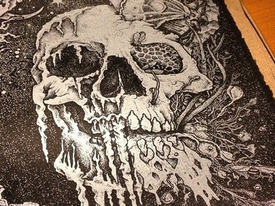 Andrew Haines vs Sleepspeak ink nature poster print skull summer winter