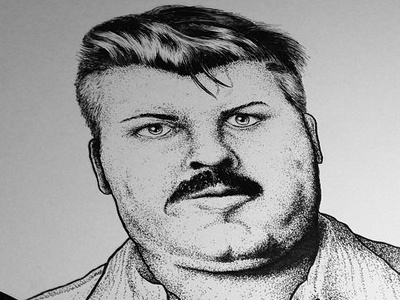 John Wayne Gacy black and white chicago illustration ink john mustache portrait serial killer stippling wip