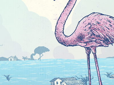 Flamingo Poster flamingo flood illustration poster summer water