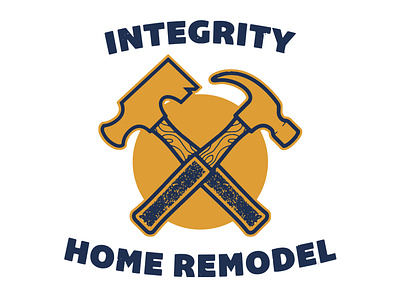 Integrity Home Remodel Logo branding construction gold graphic design hammer home remodel integrity logo navy small business texture