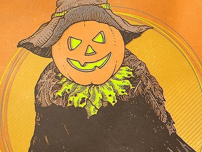 Drawlloween Day 16: Scarecrow bird crow drawlloween halloween illustration pumpkin scarecrow