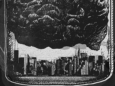 VF - The Jar black and white brain city illustration jar rasterize shirt skyline texture venus fallen