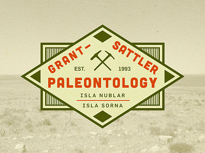 Grant-Sattler 2 badge bones circle claw dinosaur emblem fossil jurassic park logo paleontology type typography