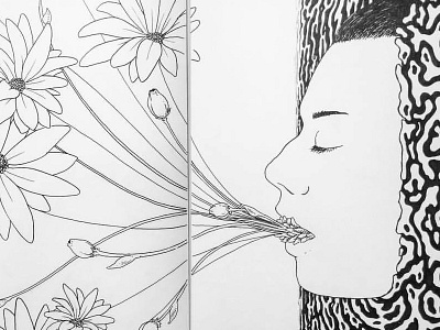 Wormhole Garden Puke drawing flowers illustration portrait space surreal warp