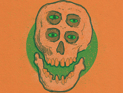 Skull halftone halloween illusstration sketch skull texture