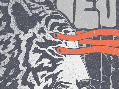 Tiger II design drawing illustration ink poster texture tiger wip