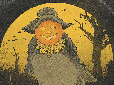 It is Halloween bird drawing halloween illustration ink poster texture wip