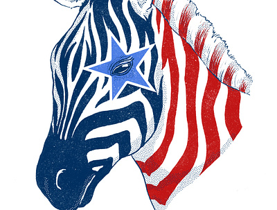 American Zebra america animals drawing illustration ink stars stars and stripes texture usa wip zebra
