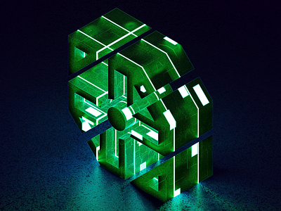Sci-Fi Orpetron logo 3d blender design isometric logo orpetron