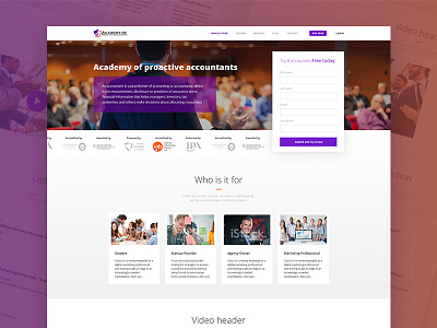 Academy of Proactive Accountants accountant business e learning education landing mockup money ui ux