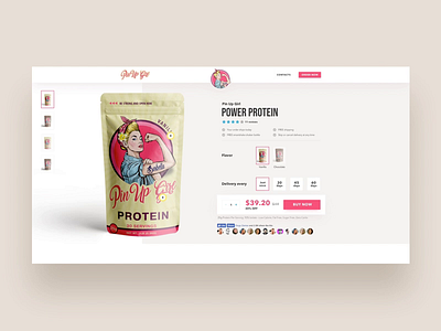 Landing page for the "Pin Up Girl" protein animation crossfit design ecommerce fitness landing protein responsive sale shop sport